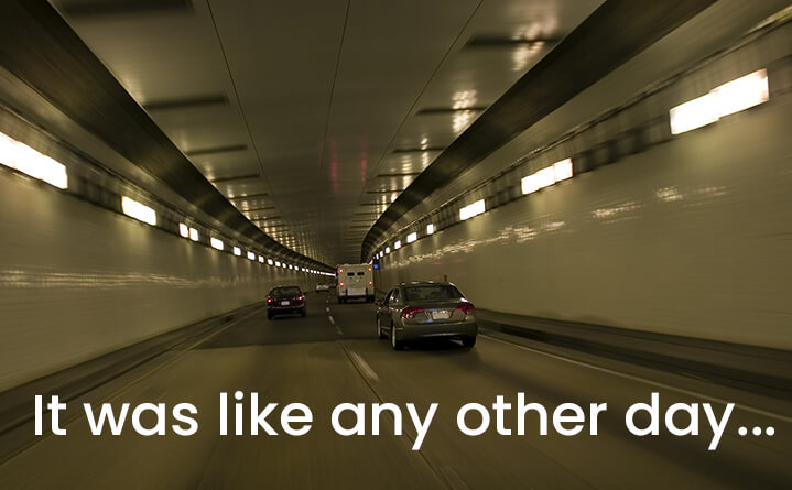 san francisco tunnel with caption it was like any other day