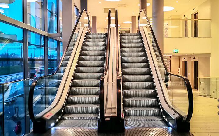 two escalators