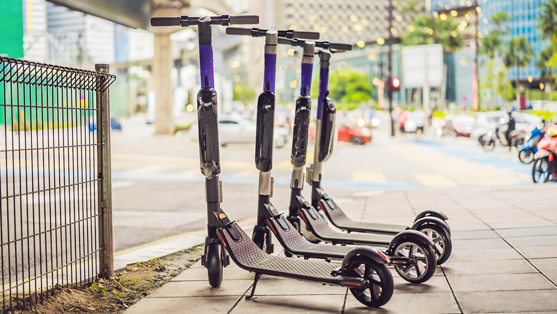 scooters on sidewalk