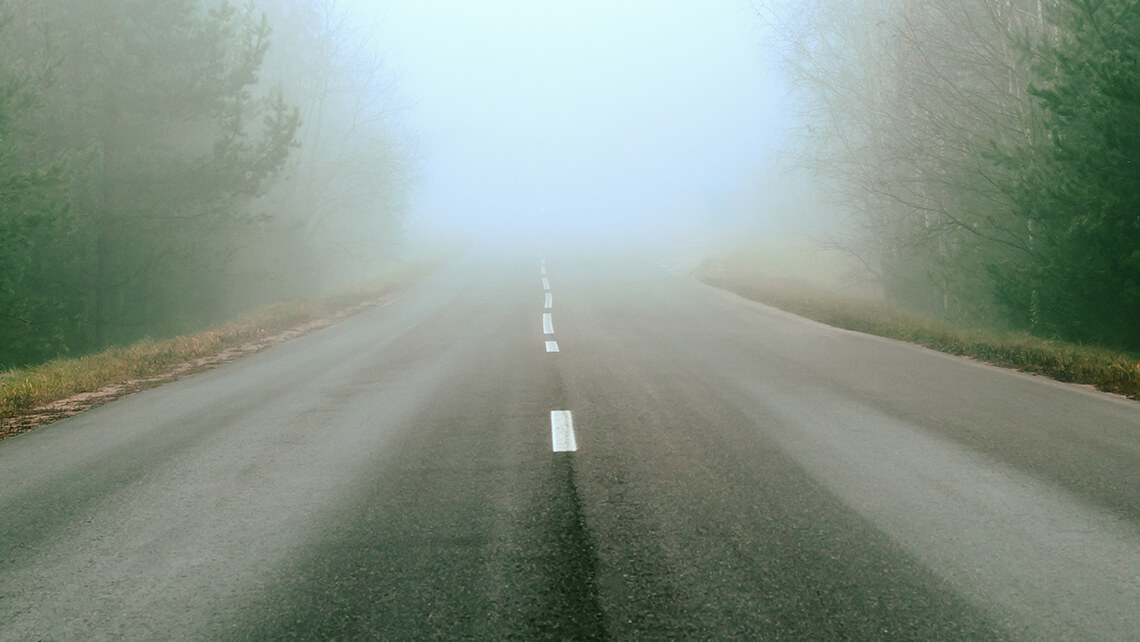 empty road in fog